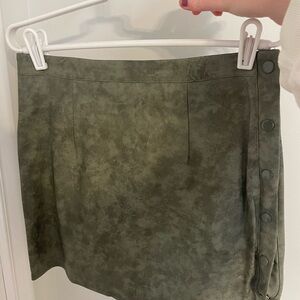 Olive Green Button-Detail Skirt
